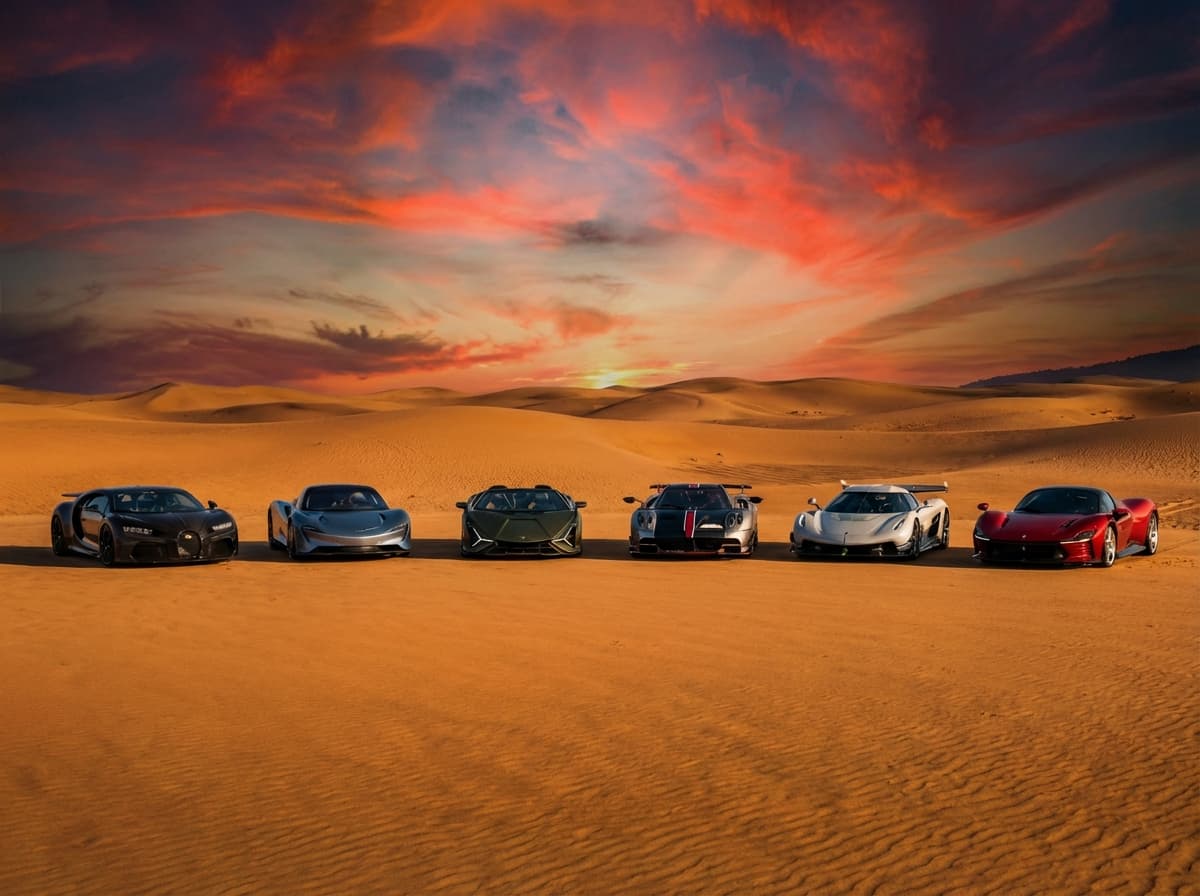 AI Desert Supercar Lineup Photo
