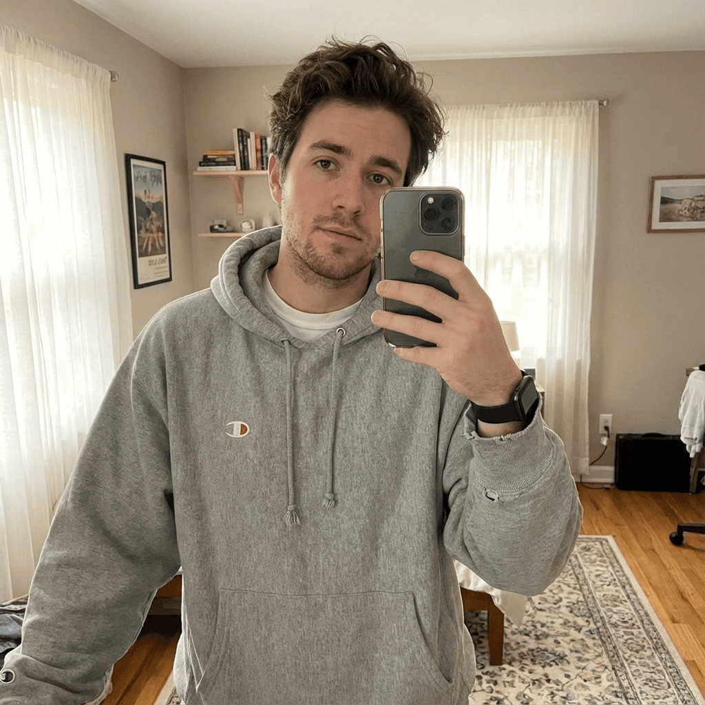 Normal dating app photos that fail to stand out showing generic backgrounds, poor lighting, and forgettable environments that make profiles invisible in the swipe economy